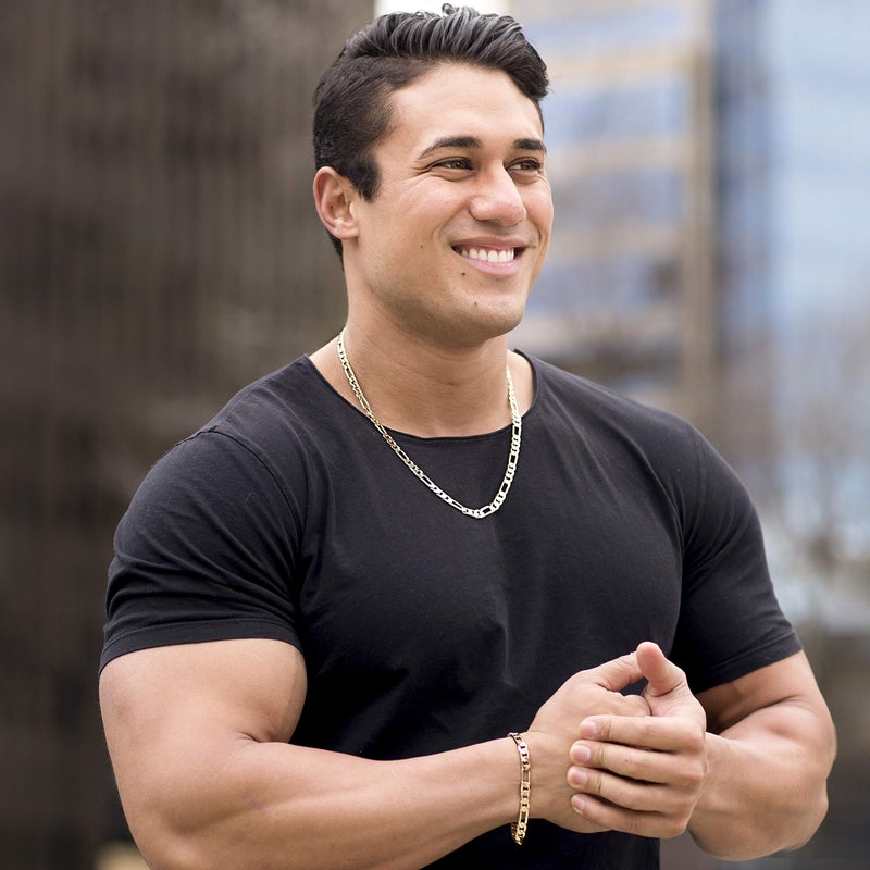 LIFETIME JEWELRY 4mm & 7mm Figaro Chain Bracelet 24k Gold Plated for Men and Women (Gold (7mm), 8 inches) - Image 5